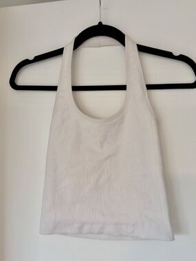 Vuori Simplicity Ribbed Halter Top (white, small)